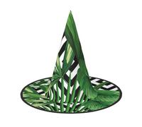 JEJEA Green Leaves Of Palm Tree Tropical Plant Print Women'S Large Witch Hat Witch Hat Witches Hats Halloween Cosplay Party Accessory