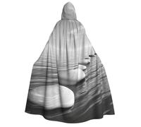JEJEA Grey Zen Stones Picture print Halloween Hooded Cloak Cape Unisex for Cosplay, Christmas Party Favors Witchy Outfits