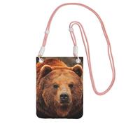 JEJEA Grizzly Bear Print Crossbody Phone Bag For Women Men, Adjustable Strap Phone Purse, For Travel Shopping