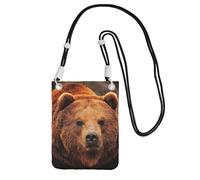 JEJEA Grizzly Bear Print Crossbody Phone Bag For Women Men, Adjustable Strap Phone Purse, For Travel Shopping