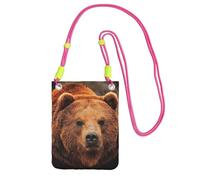 JEJEA Grizzly Bear Print Crossbody Phone Bag For Women Men, Adjustable Strap Phone Purse, For Travel Shopping