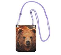 JEJEA Grizzly Bear Print Crossbody Phone Bag For Women Men, Adjustable Strap Phone Purse, For Travel Shopping