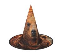 JEJEA Grizzly Bear Print Women'S Large Witch Hat Witch Hat Witches Hats Halloween Cosplay Party Accessory