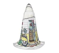 JEJEA Happy Campers Print Halloween Cosplay Christmas Party Outfits Hooded Wizard Robe Halloween Cloak Medieval Renaissance