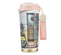 JEJEA Happy Campers Print Stainless Steel Insulated Mugs, Double Wall Coffee Cups, Coffee Travel Mug for Home Office