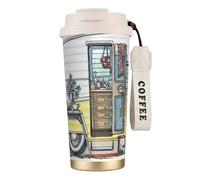JEJEA Happy Campers Print Stainless Steel Insulated Mugs, Double Wall Coffee Cups, Coffee Travel Mug for Home Office