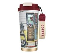 JEJEA Happy Campers Print Stainless Steel Insulated Mugs, Double Wall Coffee Cups, Coffee Travel Mug for Home Office