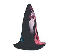 JEJEA Hello Glasses Flamingo Print Halloween Cosplay Christmas Party Outfits Hooded Wizard Robe Halloween Cloak Medieval Renaissance