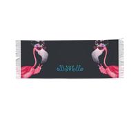 JEJEA Hello Glasses Flamingo Print Print Faux Cashmere Scarf With Tassels, Soft Warm Winter Scarf, Stylish Wrap For Women Men