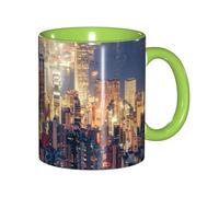 JEJEA Hong Kong Print 11 Oz Pottery Mug, Ceramic Coffee Cups Elegant Tea Mugs with Gift Box for Women with 6 Colors