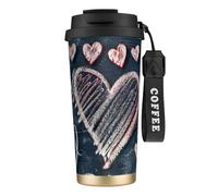 JEJEA I Love You Words with Hearts Print Stainless Steel Insulated Mugs, Double Wall Coffee Cups, Coffee Travel Mug for Home Office
