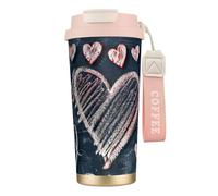 JEJEA I Love You Words with Hearts Print Stainless Steel Insulated Mugs, Double Wall Coffee Cups, Coffee Travel Mug for Home Office