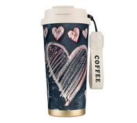 JEJEA I Love You Words with Hearts Print Stainless Steel Insulated Mugs, Double Wall Coffee Cups, Coffee Travel Mug for Home Office