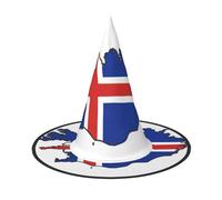 JEJEA Iceland Flag Map Print Women'S Large Witch Hat Witch Hat Witches Hats Halloween Cosplay Party Accessory
