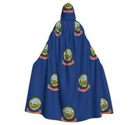 JEJEA Idaho State Flag Print Witch Wizard Hooded Cloak, Adult Halloween Party Cape, For Witch Vampire Cosplay Costume
