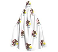 JEJEA Illinois State Flag Print Witch Wizard Hooded Cloak, Adult Halloween Party Cape, For Witch Vampire Cosplay Costume