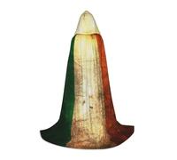 JEJEA Irish Flag Print Halloween Cosplay Christmas Party Outfits Hooded Wizard Robe Halloween Cloak Medieval Renaissance