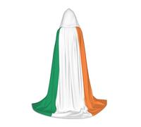 JEJEA Irish Flag Print Halloween Cosplay Christmas Party Outfits Hooded Wizard Robe Halloween Cloak Medieval Renaissance