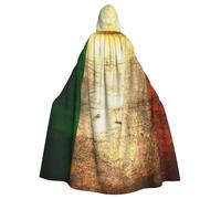 JEJEA Irish Flag Print Witch Wizard Hooded Cloak, Adult Halloween Party Cape, For Witch Vampire Cosplay Costume
