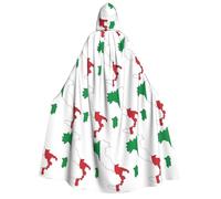 JEJEA Italian Flag Map print Halloween Hooded Cloak Cape Unisex for Cosplay, Christmas Party Favors Witchy Outfits