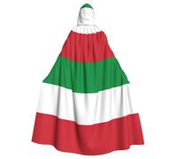 JEJEA Italian Flag Print Witch Wizard Hooded Cloak, Adult Halloween Party Cape, For Witch Vampire Cosplay Costume