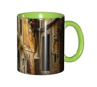 JEJEA Italian Old Street Print 11 Oz Pottery Mug, Ceramic Coffee Cups Elegant Tea Mugs with Gift Box for Women with 6 Colors