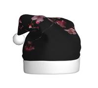 JEJEA Japanese Cherry Flowers Print Gorros De Navidad Para Adultos, Santa Hats For Funny, Novelty Christmas Hats, For Xmas Party