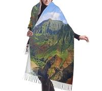 JEJEA Kauai Hawaii Seashore Print Print Faux Cashmere Fringe Shawl - Warm Winter Scarf For Women, Soft Cozy Wrap For Cold Weather