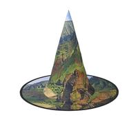 JEJEA Kauai Hawaii Seashore Print Women'S Large Witch Hat Witch Hat Witches Hats Halloween Cosplay Party Accessory