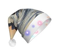 JEJEA Killer Whale Print Santa Hat Adult Led, Christmas Hat With Lights For Women And Men New Year Party Supplies