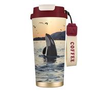 JEJEA Killer Whale Print Stainless Steel Insulated Mugs, Double Wall Coffee Cups, Coffee Travel Mug for Home Office