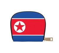 JEJEA Korean Flag Print Credit Card Holder Wallet, Small Card Holder Wallet with Zipper,Leather Card Holder