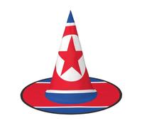 JEJEA Korean Flag Print Women'S Large Witch Hat Witch Hat Witches Hats Halloween Cosplay Party Accessory