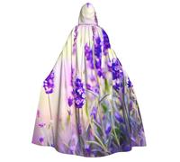 JEJEA Lavender flower print Halloween Hooded Cloak Cape Unisex for Cosplay, Christmas Party Favors Witchy Outfits