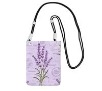 JEJEA Lavender Stamp Print Crossbody Phone Bag For Women Men, Adjustable Strap Phone Purse, For Travel Shopping