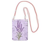 JEJEA Lavender Stamp Print Crossbody Phone Bag For Women Men, Adjustable Strap Phone Purse, For Travel Shopping