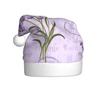 JEJEA Lavender Stamp Print Gorros De Navidad Para Adultos, Santa Hats For Funny, Novelty Christmas Hats, For Xmas Party