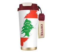 JEJEA Lebanon Flag Map Print Stainless Steel Insulated Mugs, Double Wall Coffee Cups, Coffee Travel Mug for Home Office