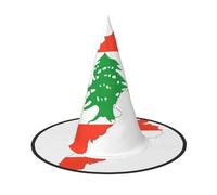 JEJEA Lebanon Flag Map Print Women'S Large Witch Hat Witch Hat Witches Hats Halloween Cosplay Party Accessory