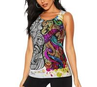 JEJEA Left and Right Brain Advantage Print Workout Tank Tops Woman, Yoga Tanks Quick Dry Sleeveless Gym Shirts, Loose Fit Athletic Top Black