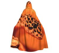 JEJEA Leopard Little Gecko Print Witch Wizard Hooded Cloak, Adult Halloween Party Cape, For Witch Vampire Cosplay Costume