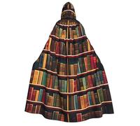 JEJEA Library Bookshelf Book print Halloween Hooded Cloak Cape Unisex for Cosplay, Christmas Party Favors Witchy Outfits