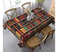 JEJEA Library Bookshelf Book print Rectangle Tablecloth Wrinkle Free Soft Table Cloth for Dining Christmas Room Decoration