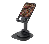 JEJEA Library Bookshelf Book Print Rotating Cell Stand,Cell Phone Stand For Desk,Adjustable Phone Holder, For All Phones