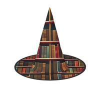 JEJEA Library Bookshelf Book Print Women'S Large Witch Hat Witch Hat Witches Hats Halloween Cosplay Party Accessory