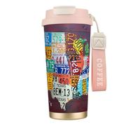 JEJEA License Plate Map Print Stainless Steel Insulated Mugs, Double Wall Coffee Cups, Coffee Travel Mug for Home Office