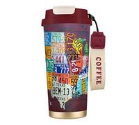 JEJEA License Plate Map Print Stainless Steel Insulated Mugs, Double Wall Coffee Cups, Coffee Travel Mug for Home Office