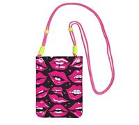 JEJEA Lips Print Crossbody Phone Bag For Women Men, Adjustable Strap Phone Purse, For Travel Shopping