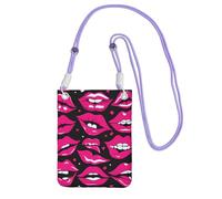 JEJEA Lips Print Crossbody Phone Bag For Women Men, Adjustable Strap Phone Purse, For Travel Shopping