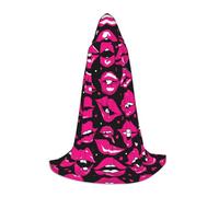 JEJEA Lips Print Halloween Cosplay Christmas Party Outfits Hooded Wizard Robe Halloween Cloak Medieval Renaissance